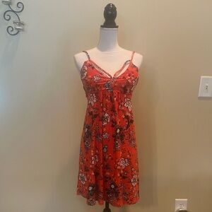 Planet Gold: Women’s Orange Floral polyester Dress **NO TAGS**